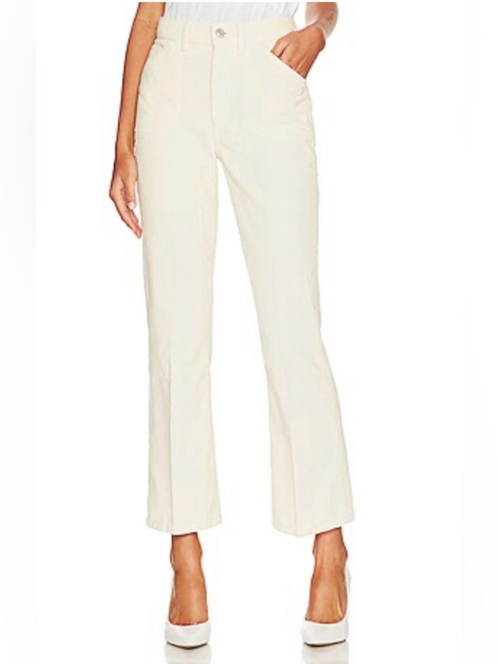 RE/DONE Corduroy 70 Orginals Pocket Loose Flare in Vintage Ivory Size 27